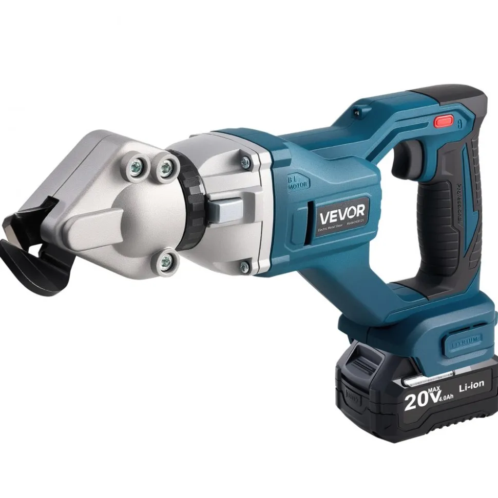 VEVOR Metal Shear, Cordless Sheet Metal Cutter with 360-Degree Pivoting Head, Double Blades, 110VAC 20VDC, Cuts 18 GA Galvanized Steel, 20 GA Stainless Steel, Aluminum, Plastic, Cardboard, 2800SPM