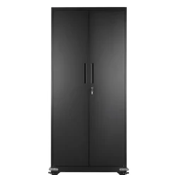 VEVOR Metal Storage Cabinet, 72.6 in Rolling Steel Garage Cabinet with 4 Adjustable Shelves, 2 Magnetic Doors & 2 Keys, 5 Tiers Lockable Tool Storage for Pantry, Warehouse, Basement, Office, Black