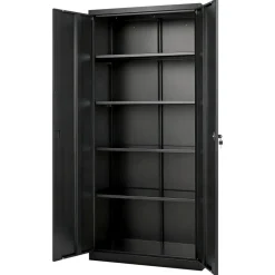 VEVOR Metal Storage Cabinet, 68.9 in Lockable Steel Garage Cabinet with 4 Adjustable Shelves, 2 Magnetic Doors, 2 Keys, 5 Tiers Tool Storage for Pantry, Warehouse, Basement, Laundry, Office, Black