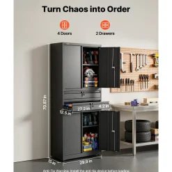 VEVOR Metal Storage Cabinet, 180 lbs Shelf Load Capacity, 70.87