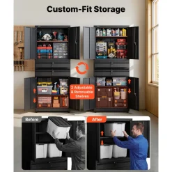 VEVOR Metal Storage Cabinet, 180 lbs Shelf Load Capacity, 70.87