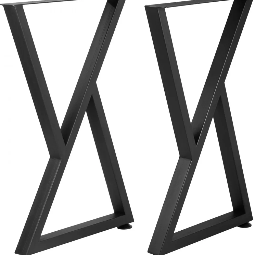 VEVOR Metal Table Legs, 28x18 inch Desk Legs, Set of 2, Heavy Duty Bench Legs, Z Shape Metal Furniture Legs, Wrought Iron Coffee Table Legs, Home DIY for Dining Table with Rubber Floor Protectors, Mat