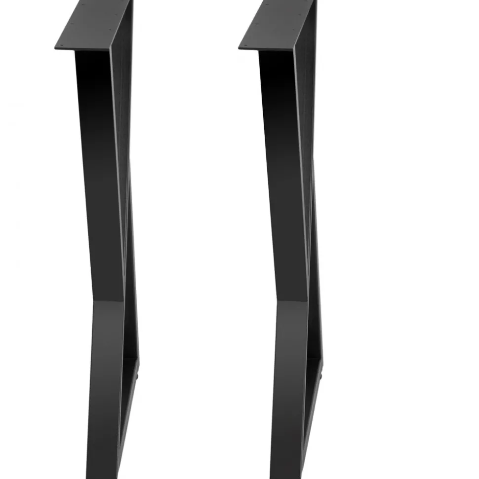 VEVOR Metal Table Legs, 28x18 inch Desk Legs, Set of 2, Heavy Duty Bench Legs, Z Shape Metal Furniture Legs, Wrought Iron Coffee Table Legs, Home DIY for Dining Table with Rubber Floor Protectors, Mat
