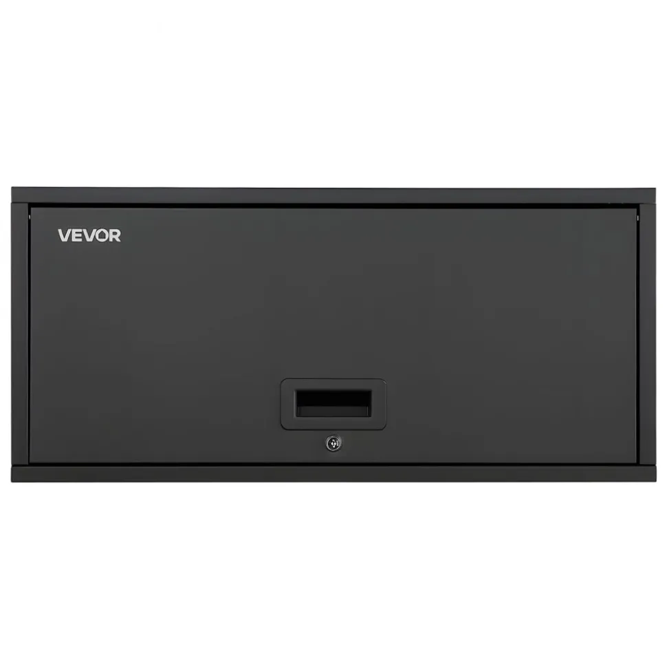 VEVOR Metal Wall Cabinet, 27.56W x 12.01D x 14.02H Inch, Floating Garage Tool Cabinet with Up-Flip Door, 120 lbs Load per Shelf, Fit for Garage, Basement, Kitchen, Warehouse, Assembly Required