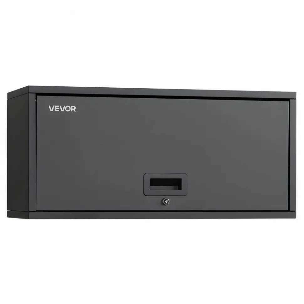 VEVOR Metal Wall Cabinet, 27.56W x 12.01D x 14.02H Inch, Floating Garage Tool Cabinet with Up-Flip Door, 120 lbs Load per Shelf, Fit for Garage, Basement, Kitchen, Warehouse, Assembly Required