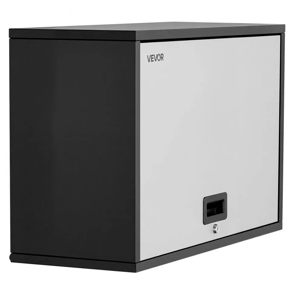 VEVOR Metal Wall Cabinet, 27.56W x 12.01D x 19.69H Inch, Floating Garage Tool Cabinet with Up-Flip Door and Shelf, 240 lbs Load Capacity, Fit for Garage, Basement, Kitchen, Warehouse Assembly Required