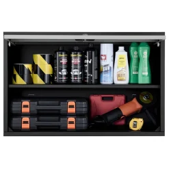 VEVOR Metal Wall Cabinet, 27.56W x 12.01D x 19.69H Inch, Floating Garage Tool Cabinet with Up-Flip Door and Shelf, 240 lbs Load Capacity, Fit for Garage, Basement, Kitchen, Warehouse Assembly Required