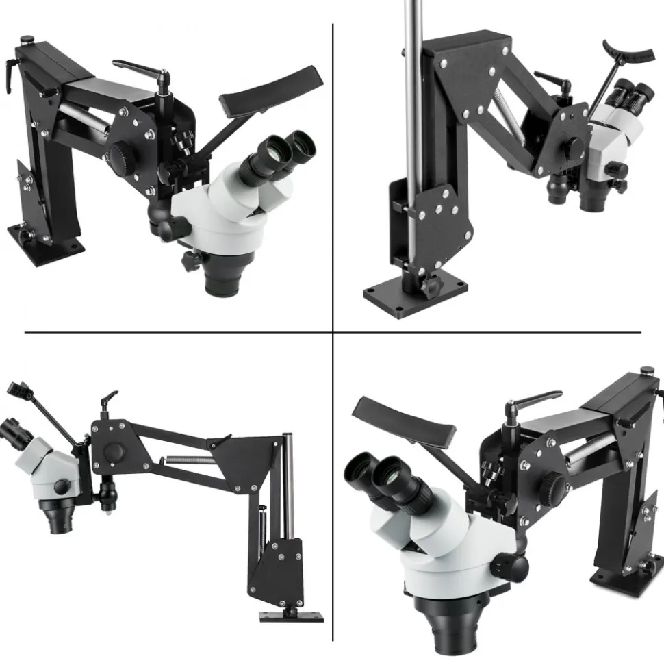 VEVOR Micro Inlaid Mirror Multi-Directional Microscope with Spring Bracket Multi-Directional Micro-Setting Microscope Microscope Gem Diamond Setting Machine with Stand Jewelry Tools 7X-45X