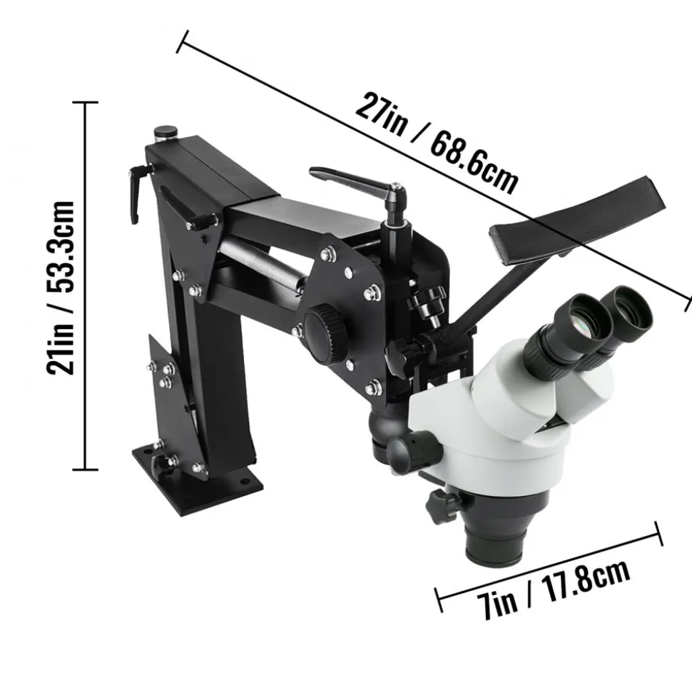VEVOR Micro Inlaid Mirror Multi-Directional Microscope with Spring Bracket Multi-Directional Micro-Setting Microscope Microscope Gem Diamond Setting Machine with Stand Jewelry Tools 7X-45X