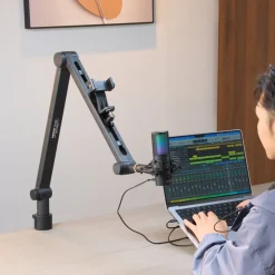 VEVOR Microphone Boom Arm with Desk Mount, 360° Rotatable, Adjustable Mic Stand with 3/8