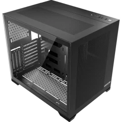 VEVOR Mid-Tower PC Case, Dual Chamber, Gaming Computer Case with Tempered Glass Panels, Magnetic Dust Filter, Cable Management, for GPU up to 410 mm in Length, Compatible with ATX/M-ATX/ITX, No Fan