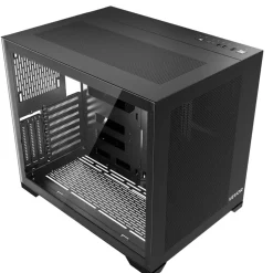 VEVOR Mid-Tower PC Case, Dual Chamber, Gaming Computer Case with Tempered Glass Panels, Magnetic Dust Filter, Cable Management, for GPU up to 410 mm in Length, Compatible with ATX/M-ATX/ITX, No Fan
