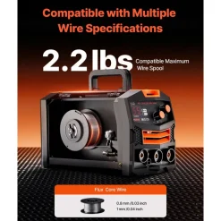 VEVOR MIG Welder, 130Amp Synergic Mig Welding Machine, 110V Gasless Flux Core Welder Machine, Portable Mig Welder with IGBT Inverter Technology and Digital Display Screen