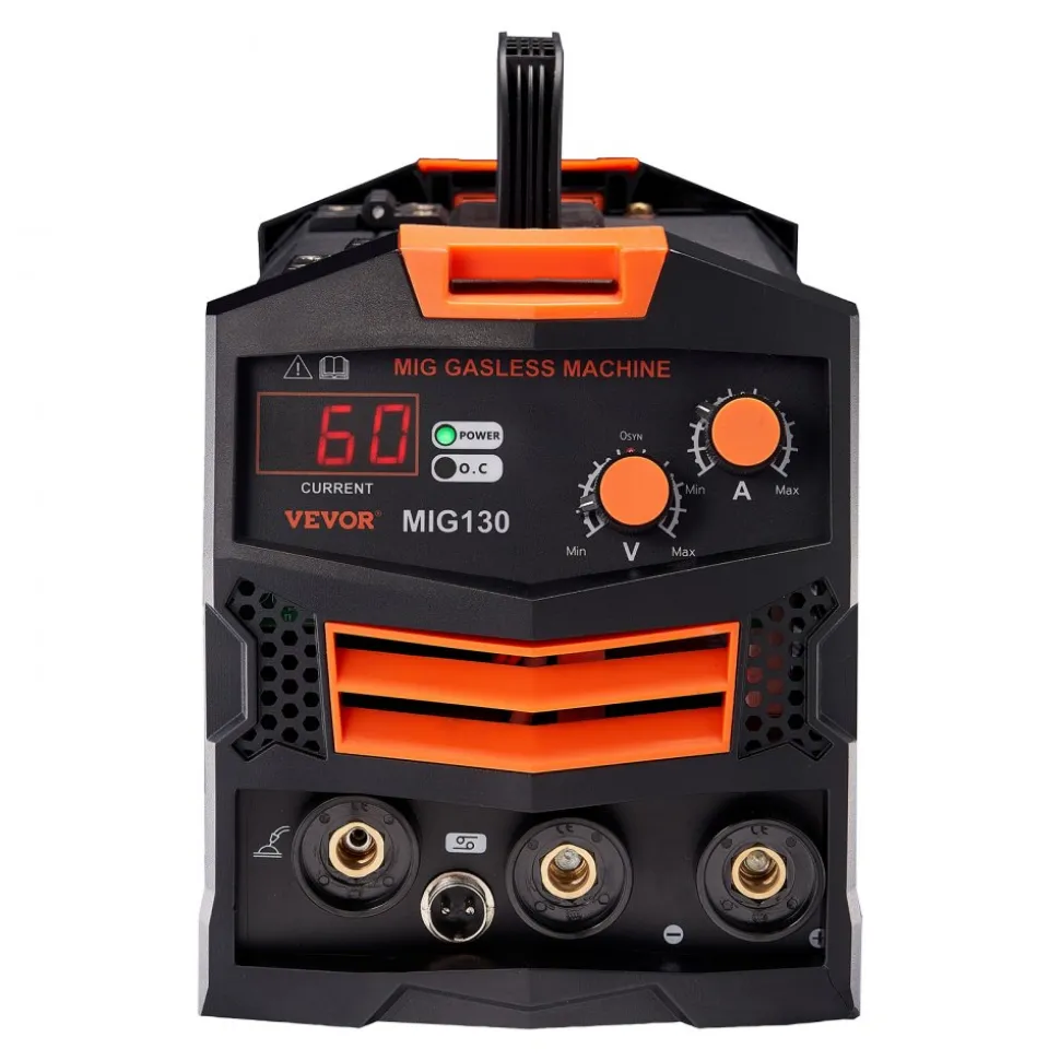 VEVOR MIG Welder, 130Amp Synergic Mig Welding Machine, 110V Gasless Flux Core Welder Machine, Portable Mig Welder with IGBT Inverter Technology and Digital Display Screen