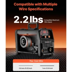 VEVOR MIG Welder, 130Amp Synergic Mig Welding Machine, 3-in-1 Flux Core MIG/Stick/Lift TIG Multi-Process Welder Machine, 110V Portable Mig Welder with IGBT Inverter Technology & Digital Display Screen