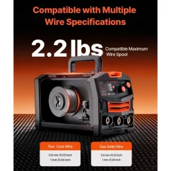 VEVOR MIG Welder, 130A Synergic Mig Welding Machine, 2-in-1 Gas MIG/Gasless Flux Core MIG Multi-Process Welder Machine, 110V Portable Mig Welder with IGBT Inverter Technology & Digital Display Screen