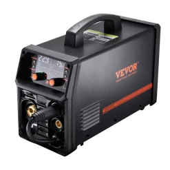 VEVOR MIG Welder, 200A Synergic Mig Welding Machine, 4-in-1 Gas MIG/Flux Core MIG/Stick/Lift TIG Multi-Process Welder Machine, 110V/220V Dual Voltage Mig Welder with IGBT Inverter & LCD Screen Display