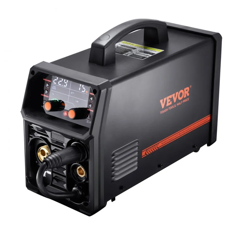 VEVOR MIG Welder, 200A Synergic Mig Welding Machine, 4-in-1 Gas MIG/Flux Core MIG/Stick/Lift TIG Multi-Process Welder Machine, 110V/220V Dual Voltage Mig Welder with IGBT Inverter & LCD Screen Display