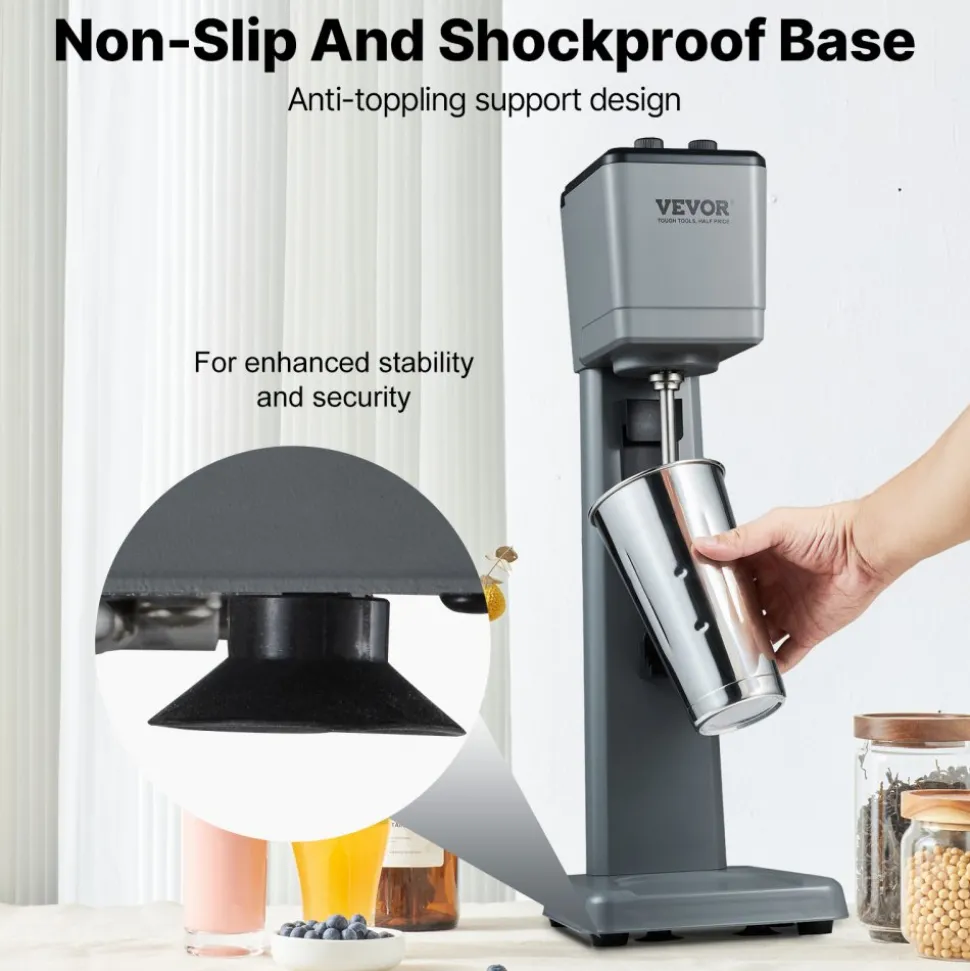VEVOR Milkshake Machine, 375W Milkshake Maker Mixer, Single Head Drink Mixer Blender Machine, 3-Speed Milkshake Blender with 820ml Stainless Steel Cup for Commercial