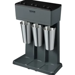 VEVOR Milkshake Machine, 375W x 3 Milkshake Maker Mixer, Triple Head Drink Mixer Blender Machine, 3-Speed Milkshake Blender with 3 x 820ml Stainless Steel Cup for Commercial