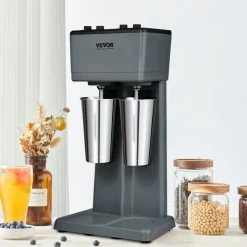 VEVOR Milkshake Machine, 375W x 2 Milkshake Maker Mixer, Dual Head Drink Mixer Blender Machine, 3-Speed Milkshake Blender with 2 x 820ml Stainless Steel Cup for Commercial