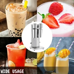 VEVOR Milkshake Maker Kit, Stainless Steel Electric Milkshake Maker, 180W Milkshake Machine, Double Head Classic Milkshake Maker with 800ml Cup, Silver Milkshake Maker Machine, 2 Speed Adjustable