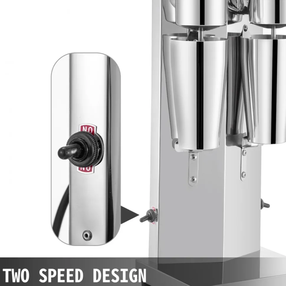 VEVOR Milkshake Maker Kit, Stainless Steel Electric Milkshake Maker, 180W Milkshake Machine, Double Head Classic Milkshake Maker with 800ml Cup, Silver Milkshake Maker Machine, 2 Speed Adjustable
