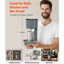 VEVOR Milkshake Maker, 150W Milk Shake Maker Mixer, Single Head Drink Mixer Blender Machine, Dual-Speed Adjustment Milkshake Blender with Stainless Steel Cup, for Home, Kitchen, Bar & Beverage Shop