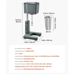 VEVOR Milkshake Maker, 150W Milk Shake Maker Mixer, Single Head Drink Mixer Blender Machine, Dual-Speed Adjustment Milkshake Blender with Stainless Steel Cup, for Home, Kitchen, Bar & Beverage Shop