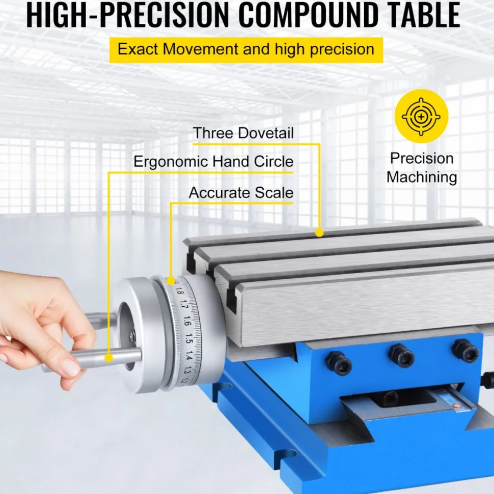 VEVOR Milling Working Table - 7.3 X 4 Inch Worktable - Compound Slide Table Milling Working Cross Table Machine for All Drill Stands Bench Drilling Milling Machine (7.3" X 4")
