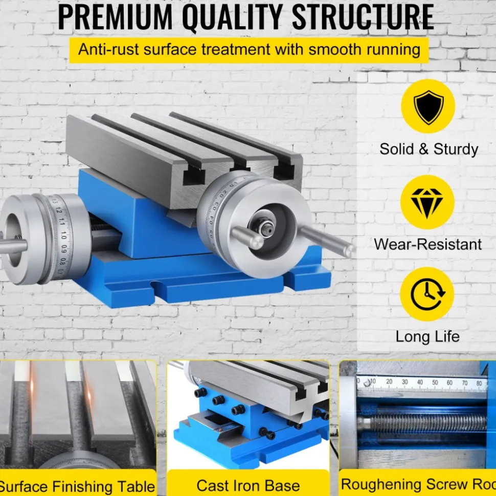 VEVOR Milling Working Table - 7.3 X 4 Inch Worktable - Compound Slide Table Milling Working Cross Table Machine for All Drill Stands Bench Drilling Milling Machine (7.3" X 4")