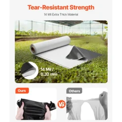 VEVOR 14 Mil Plastic Sheeting Heavy Duty 10' x 100', Thick Plastic Sheeting Roll, Plastic Drop Cloth Painters Tarp Covering for Crawl Space Vapor Barrier, Black and White Double-Sided, Multi-Purpose