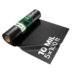 VEVOR 10 Mil Plastic Sheeting Heavy Duty 5' x 100', Thick Plastic Sheeting Roll, Plastic Drop Cloth Painters Tarp, Polyethylene Covering for Crawl Space Vapor Barrier, Multi-Purpose, Black