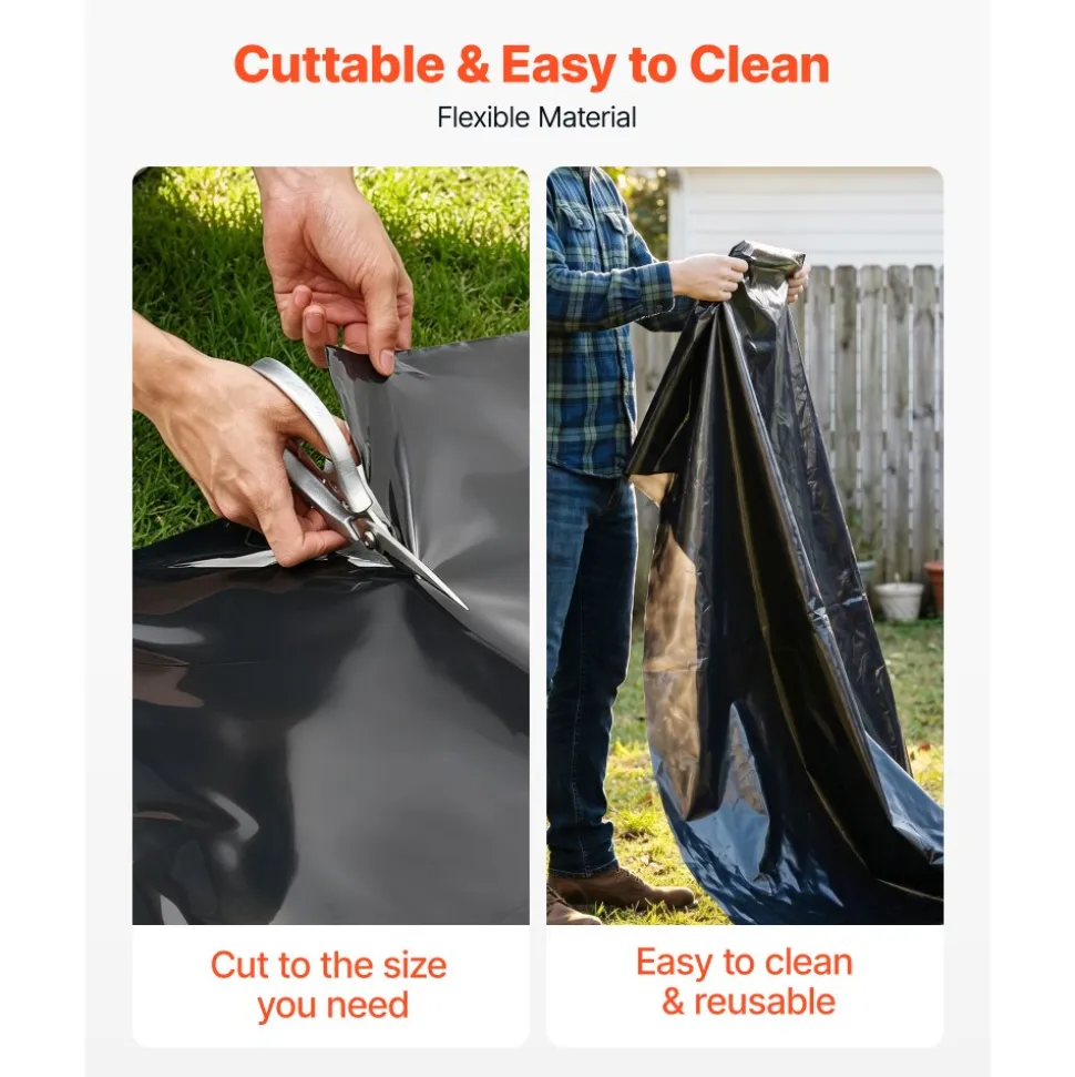 VEVOR 4 Mil Plastic Sheeting 6' x 100' Black Heavy Duty Polyethylene Roll, Thick Plastic Roll for Garden, Drop Cloth Painters Tarp, Polyethylene Covering for Crawl Space Vapor Barrier, Weed Control