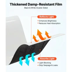 VEVOR 12 Mil Plastic Sheeting 10' x 100' Heavy Duty Thick Polyethylene Roll, Plastic Drop Cloth Painters Tarp, Polyethylene Covering for Crawl Space Vapor Barrier, Weed Control, Garden, Black & White