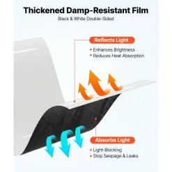 VEVOR 12 Mil Plastic Sheeting 10' x 50' Heavy Duty Thick Polyethylene Roll, Plastic Drop Cloth Painters Tarp, Polyethylene Covering for Crawl Space Vapor Barrier, Weed Control, Garden, Black & White