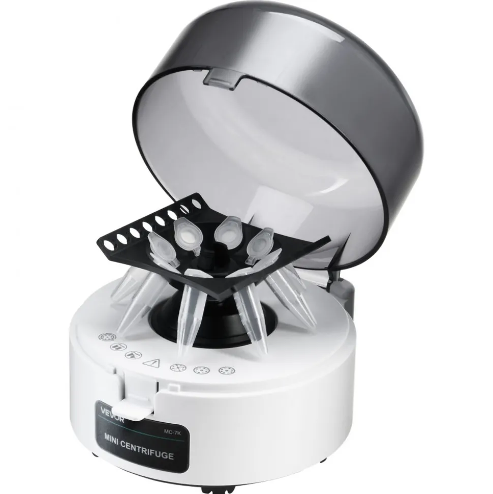 VEVOR Mini Centrifuge Machine, 3013xg RCF Electric Laboratory Centrifuge Machine with 2-in-1 Rotor for 0.2/1.5/2ml Tube Capacity, Fixed Speed 7000r/min, Low Noise, Widely Used in Various Experiments