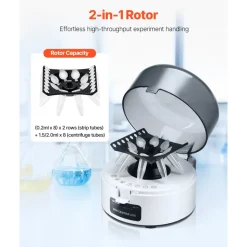 VEVOR Mini Centrifuge Machine, 3013xg RCF Electric Laboratory Centrifuge Machine with 2-in-1 Rotor for 0.2/1.5/2ml Tube Capacity, Fixed Speed 7000r/min, Low Noise, Widely Used in Various Experiments