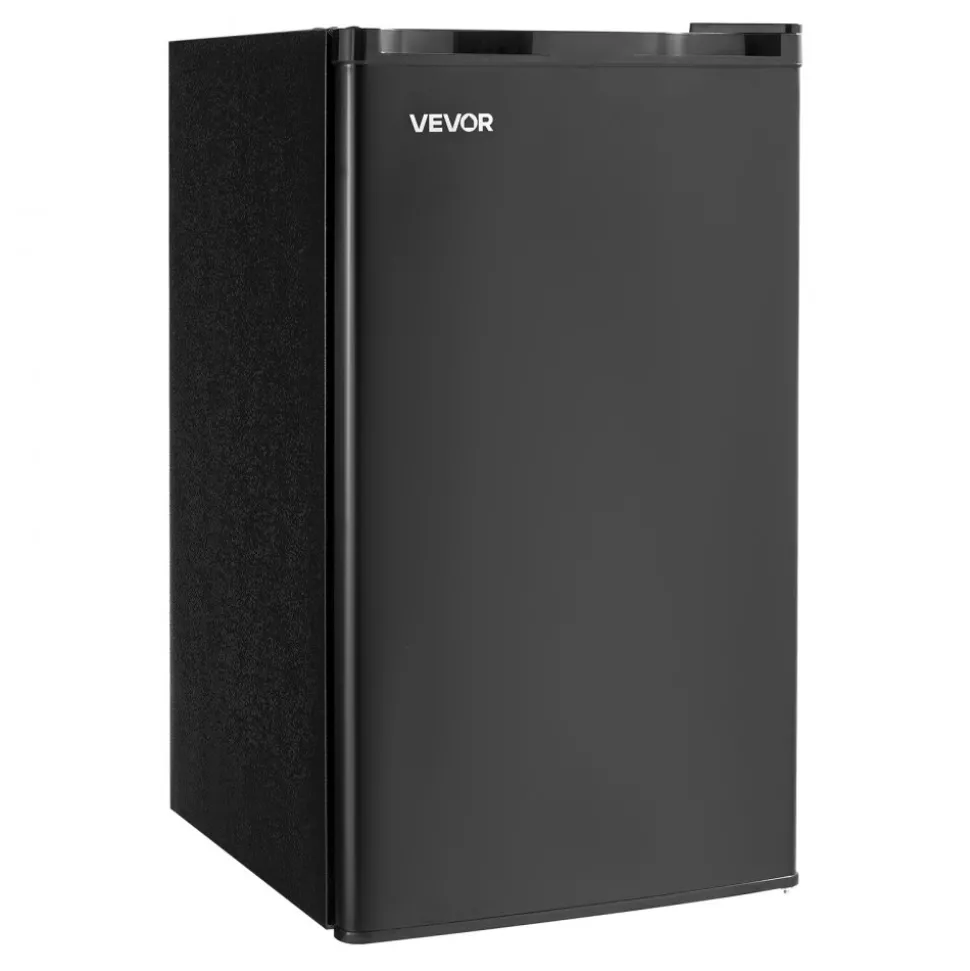 VEVOR Mini Fridge, 3.2 Cu.Ft, Single Door Compact Refrigerator, Adjustable Temperature, Glass Shelf, Energy Efficient Small Refrigerator, Reversible Door, Low Noise, for Bedroom Dorm Office, Black