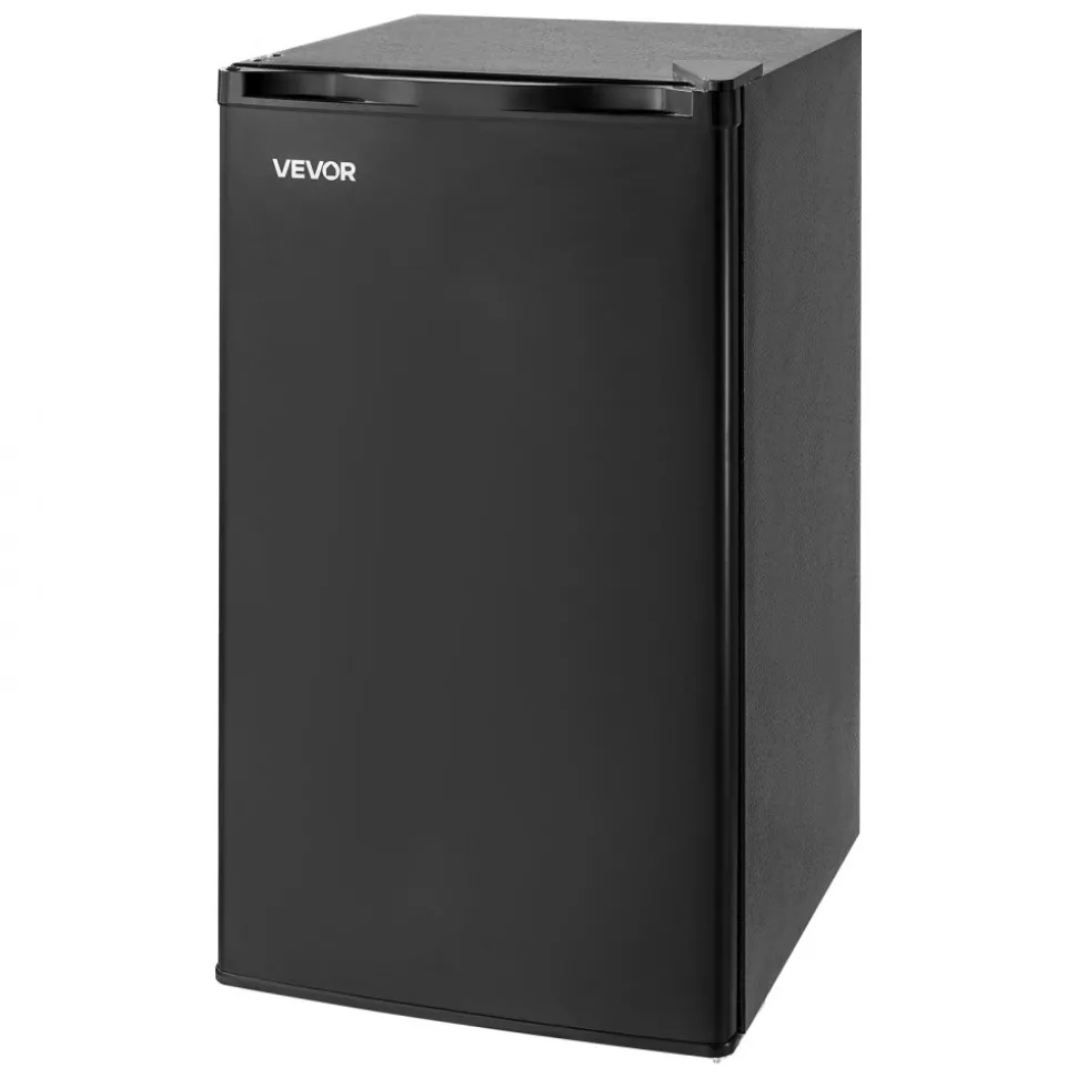 VEVOR Mini Fridge, 3.2 Cu.Ft, Single Door Compact Refrigerator, Adjustable Temperature, Glass Shelf, Energy Efficient Small Refrigerator, Reversible Door, Low Noise, for Bedroom Dorm Office, Black