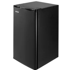 VEVOR Mini Fridge, 3.2 Cu.Ft, Single Door Compact Refrigerator, Adjustable Temperature, Glass Shelf, Energy Efficient Small Refrigerator, Reversible Door, Low Noise, for Bedroom Dorm Office, Black