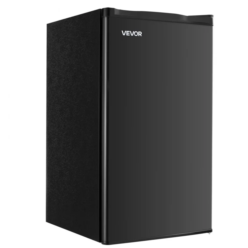 VEVOR Mini Fridge, 3.2 Cu.Ft, Single Door Compact Refrigerator, Adjustable Temperature, Glass Shelf, Energy Efficient Small Refrigerator, Reversible Door, Low Noise, for Bedroom Dorm Office, Black