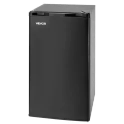 VEVOR Mini Fridge, 3.2 Cu.Ft, Single Door Compact Refrigerator, Adjustable Temperature, Glass Shelf, Energy Efficient Small Refrigerator, Reversible Door, Low Noise, for Bedroom Dorm Office, Black