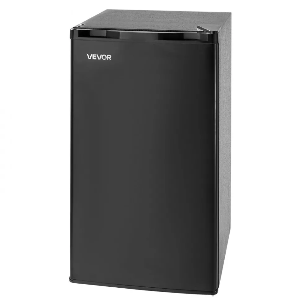 VEVOR Mini Fridge, 3.2 Cu.Ft, Single Door Compact Refrigerator, Adjustable Temperature, Glass Shelf, Energy Efficient Small Refrigerator, Reversible Door, Low Noise, for Bedroom Dorm Office, Black