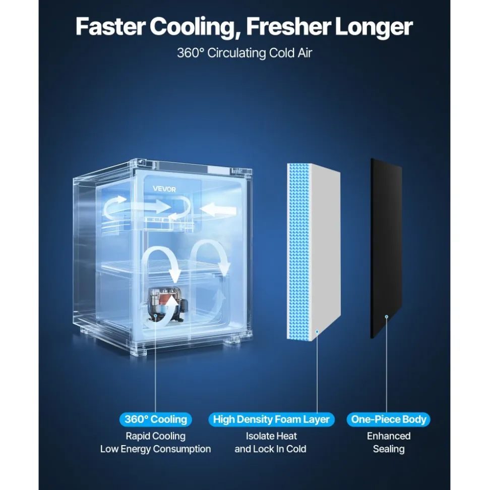 VEVOR Mini Fridge, 1.6 Cu.Ft, Single Door Compact Refrigerator, Adjustable Temperature, Metal Shelf, Energy Efficient Small Refrigerator, Reversible Door, Low Noise, for Bedroom, Office, Stainless