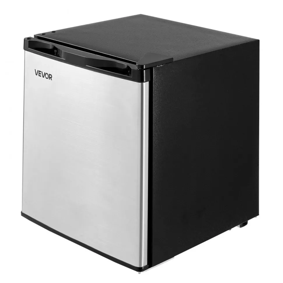 VEVOR Mini Fridge, 1.6 Cu.Ft, Single Door Compact Refrigerator, Adjustable Temperature, Metal Shelf, Energy Efficient Small Refrigerator, Reversible Door, Low Noise, for Bedroom, Office, Stainless