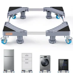 VEVOR Mini Fridge Stand, 400 lbs Load, 4 Strong Feet, 4 Locking Swivel Wheels, Washer and Dryer Pedestal, Multi-Functional Adjustable Base for Washing Machine, and Refrigerator, Universal Mobile Base