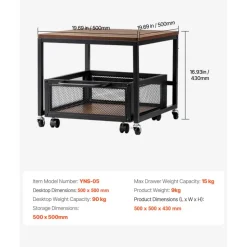 VEVOR Mini Fridge Stand with Storage, 198 lbs Mini Fridge Table with Movable Storage Cart & Swivel Wheels, Beverage Refrigerator Stand for Coffee Bar, Mini Fridge Organizer for Home Dorm, Light Brown