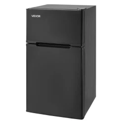 VEVOR Mini Fridge with Freezer, 3.2 Cu.Ft, Two Door Compact Refrigerator, Adjustable Temperature, Shelf, Energy Efficient Small Fridge, Reversible Door, Low Noise, for Bedroom, Dorm, Office, Black