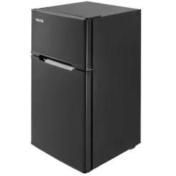 VEVOR Mini Fridge with Freezer, 3.2 Cu.Ft, Two Door Compact Refrigerator, Adjustable Temperature, Shelf, Energy Efficient Small Fridge, Reversible Door, Low Noise, for Bedroom, Dorm, Office, Black